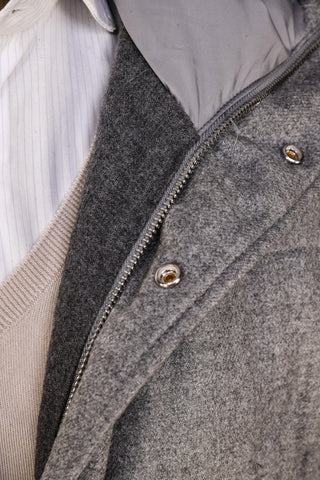 Eleventy Cotton-Wool Coat w/ Removable Coyote Fur Trim Hood