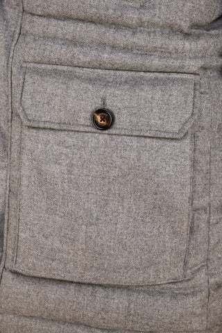 Eleventy Cotton-Wool Coat w/ Removable Coyote Fur Trim Hood