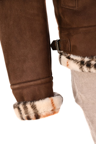 Hettabretz Suede Belted Shearling Overcoat