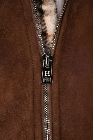 Hettabretz Suede Belted Shearling Overcoat