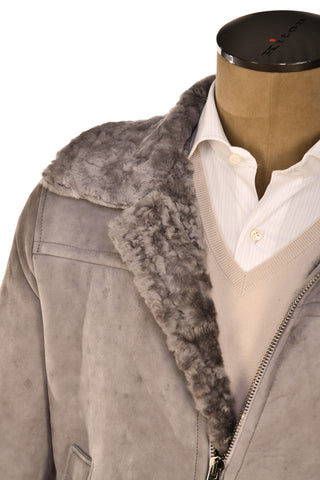 Hettabretz Suede Belted Shearling Overcoat