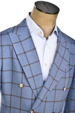 Fiore di Napoli Windowpane Wool Double-Breasted Sport Jacket