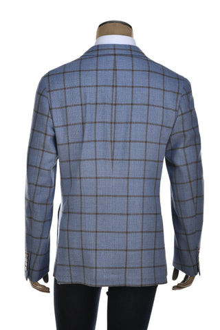 Fiore di Napoli Windowpane Wool Double-Breasted Sport Jacket