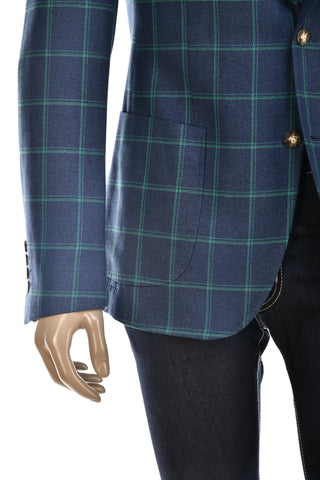 Fiore di Napoli Double Windowpane Wool-Linen Sport Jacket