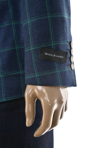 Fiore di Napoli Double Windowpane Wool-Linen Sport Jacket