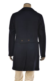 Kired Gyala Solid/ Pinstripe Nylon-Virgin Wool Double-Breasted Reversible Overcoat