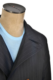 Kired Gyala Solid/ Pinstripe Nylon-Virgin Wool Double-Breasted Reversible Overcoat