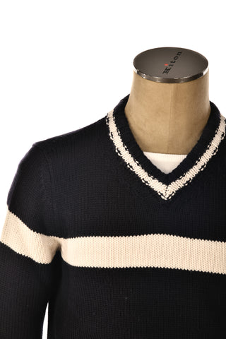 Fedeli Virgin Wool V-Neck Knit Sweater