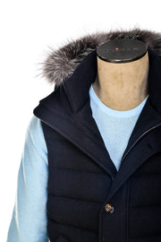 Kired by Kiton Kishb Cashmere Vest w/ Detachable Fox Fur Hood
