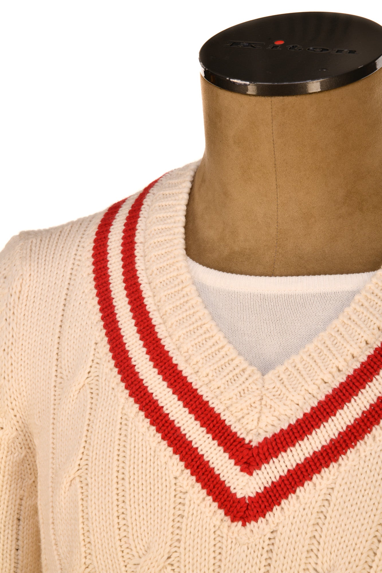 Fedeli Merino Wool V-Neck Varsity Long Sleeve Sweater