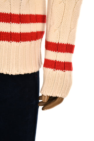 Fedeli Merino Wool V-Neck Varsity Long Sleeve Sweater