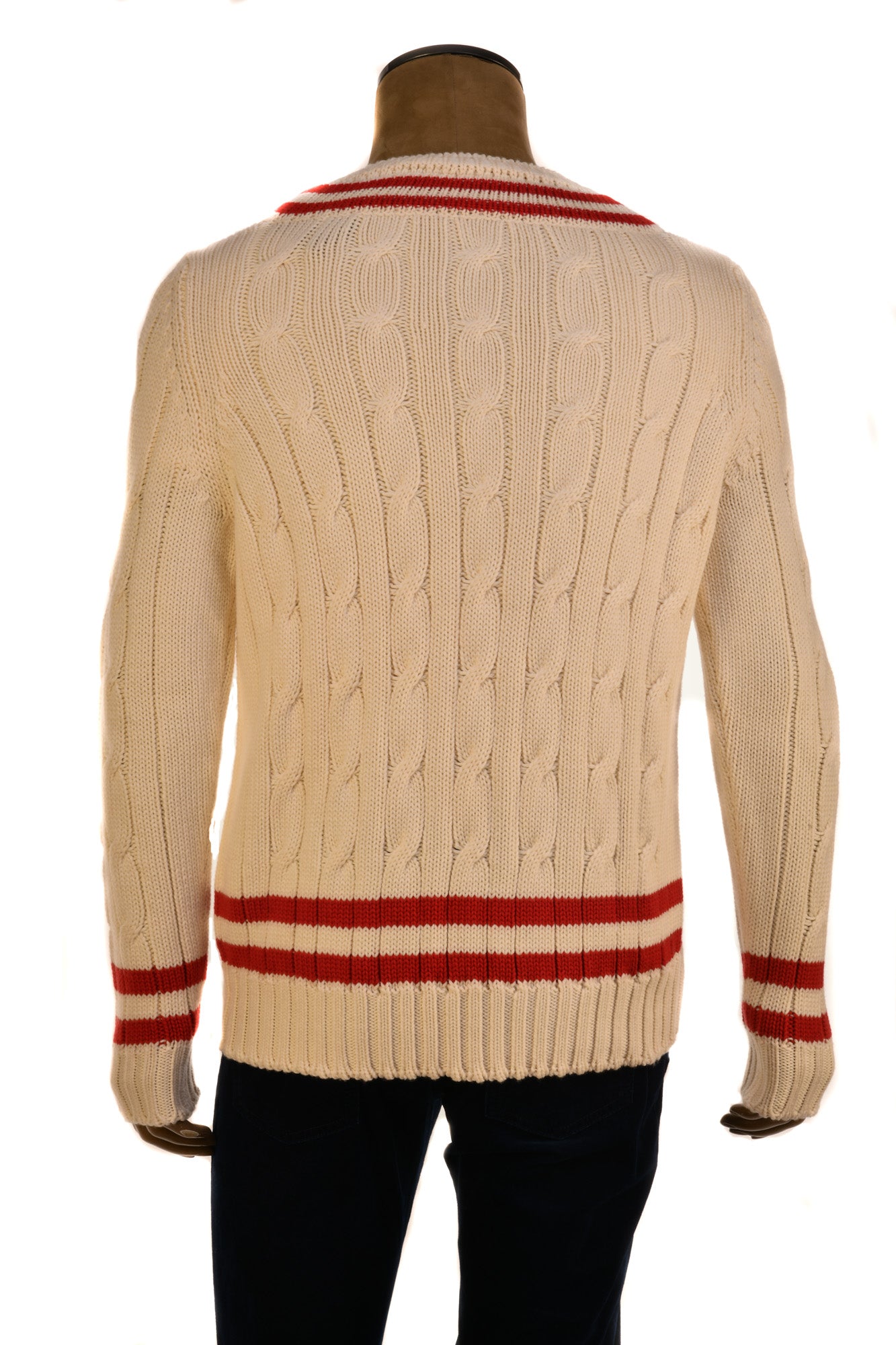 Fedeli Merino Wool V-Neck Varsity Long Sleeve Sweater