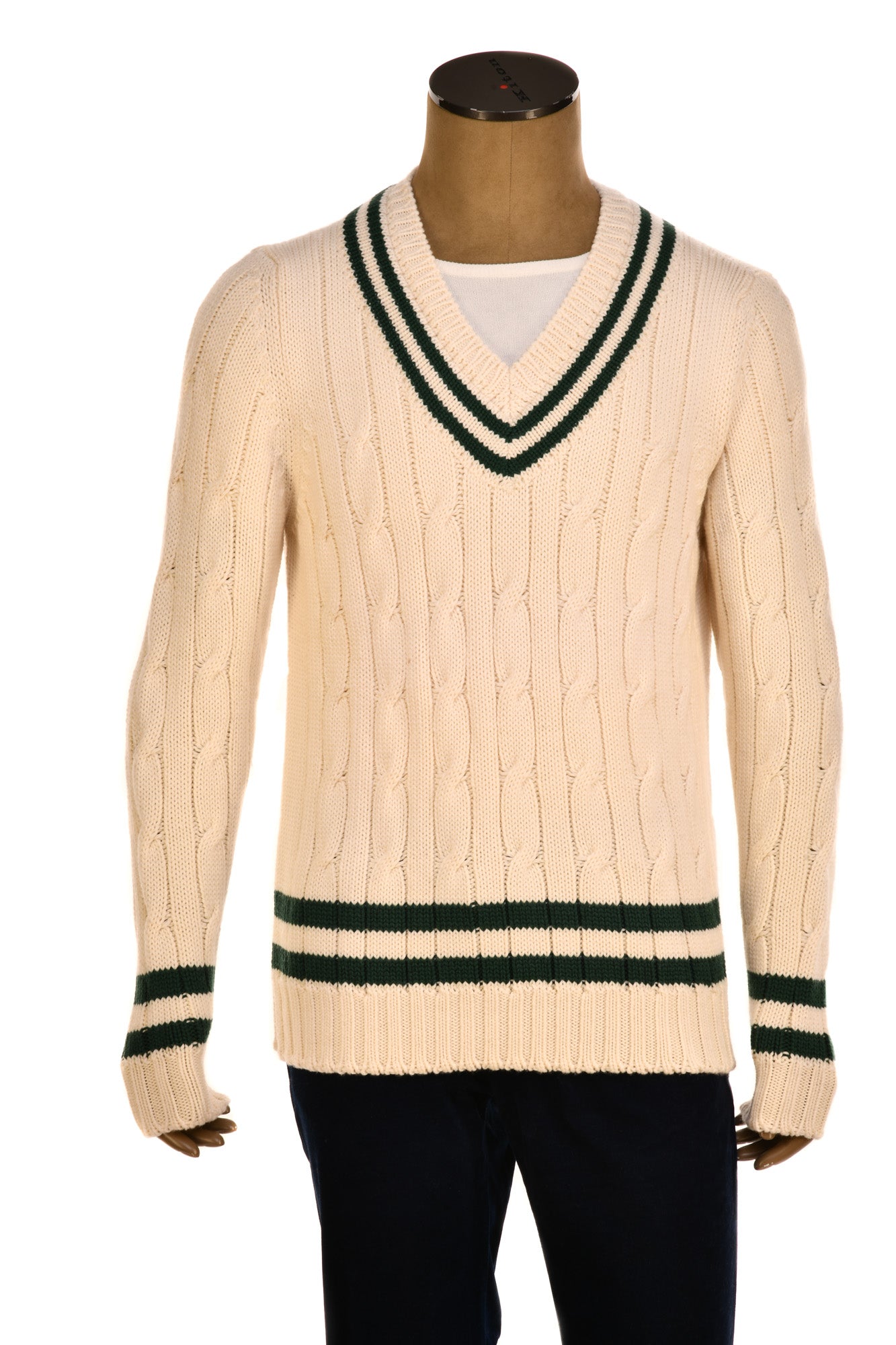 Fedeli Merino Wool V-Neck Varsity Long Sleeve Sweater