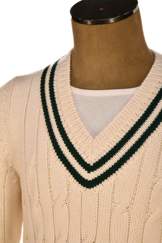 Fedeli Merino Wool V-Neck Varsity Long Sleeve Sweater