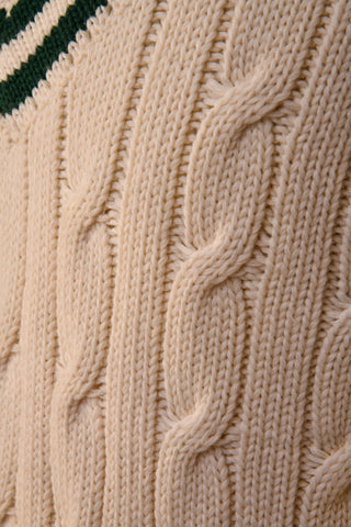 Fedeli Merino Wool V-Neck Varsity Long Sleeve Sweater