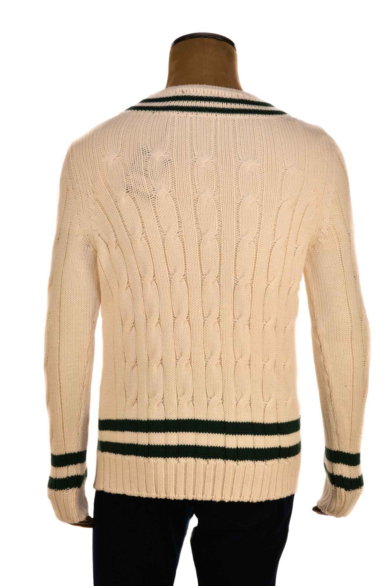 Fedeli Merino Wool V-Neck Varsity Long Sleeve Sweater