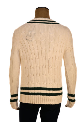 Fedeli Merino Wool V-Neck Varsity Long Sleeve Sweater