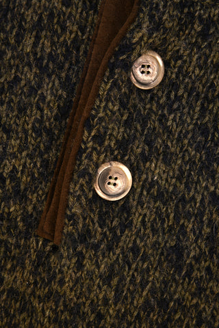 Fedeli Wool-Cashmere Marled Turtleneck Knit Quarter Button Up Sweater