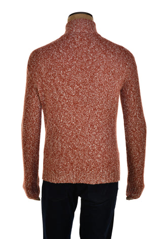 Fedeli Wool-Cashmere Marled Turtleneck Knit Quarter Button Up Sweater