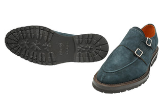 Andrea Ventura Norvegese Parigino Adler Monk Strap Suede Shoes