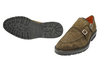 Andrea Ventura Norvegese Parigino Adler Monk Strap Suede Shoes