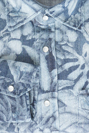 Sartorio Floral Denim Snap Button Cotton Overshirt