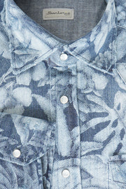 Sartorio Floral Denim Snap Button Cotton Overshirt