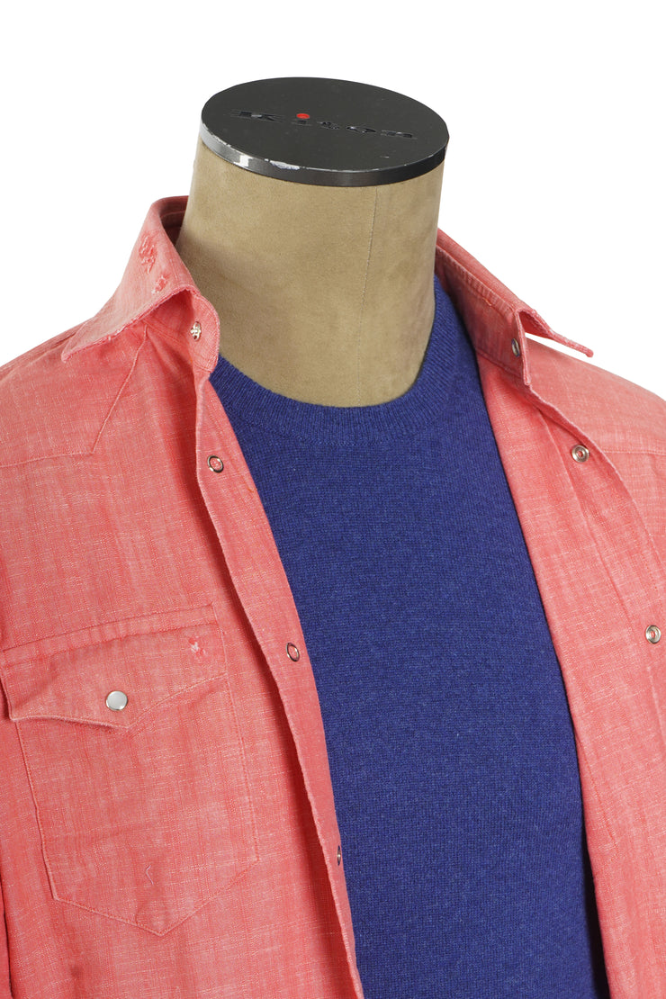Sartorio Solid Denim Snap Button Cotton Shirt