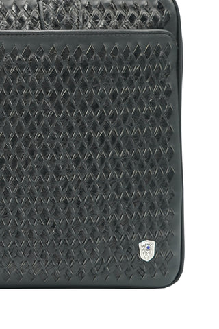 Tardini Woven Full-Grain Calfskin-Alligator Leather Briefcase Bag