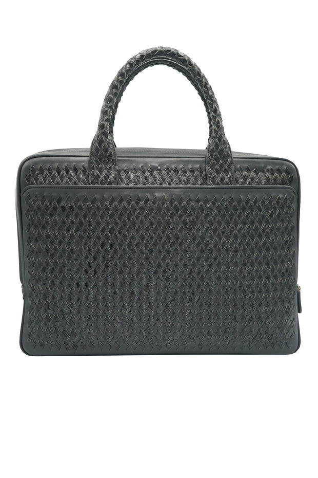 Tardini Woven Full-Grain Calfskin-Alligator Leather Briefcase Bag