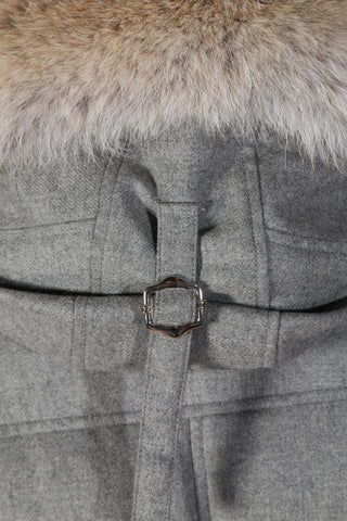 Eleventy Grey Puffer Coat (Removable Fur Trim)