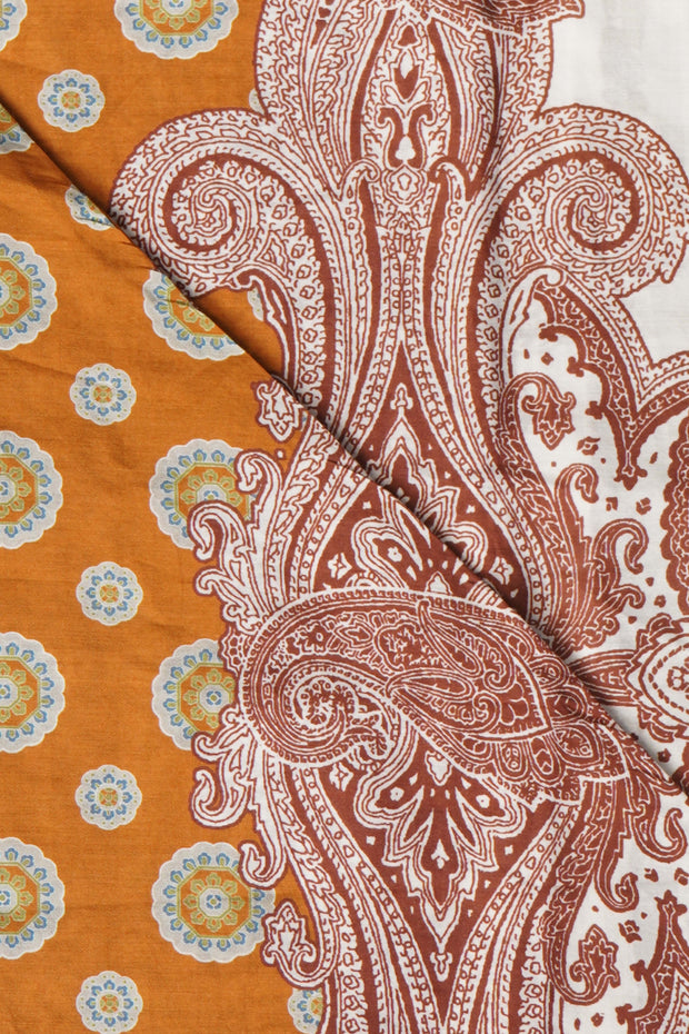 Eleventy Paisley Cotton-Silk Scarf