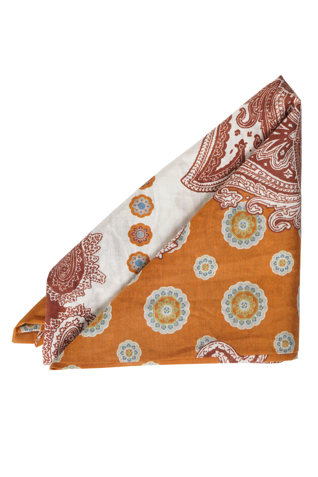 Eleventy Paisley Cotton-Silk Scarf