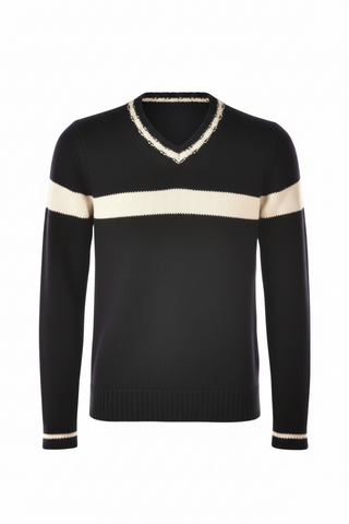 Fedeli Virgin Wool V-Neck Knit Sweater