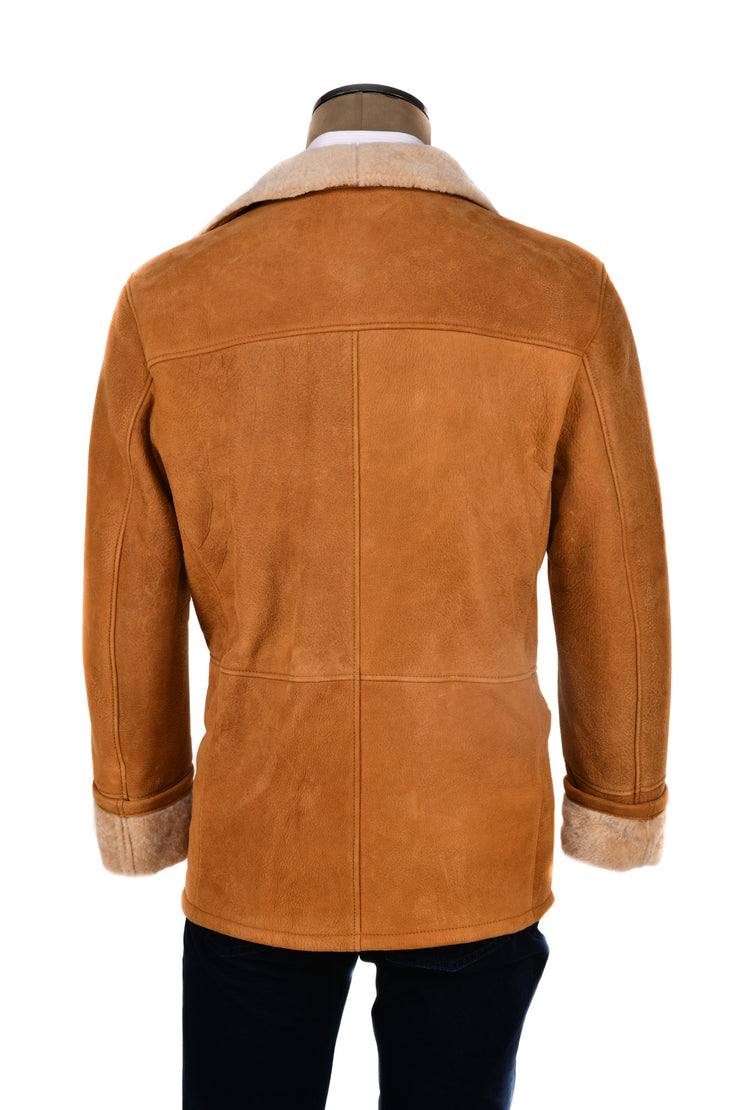 Hettabretz Caramel Leather Shearling Overcoat