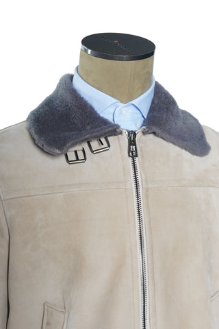 Hettabretz Suede Belted Shearling Overcoat