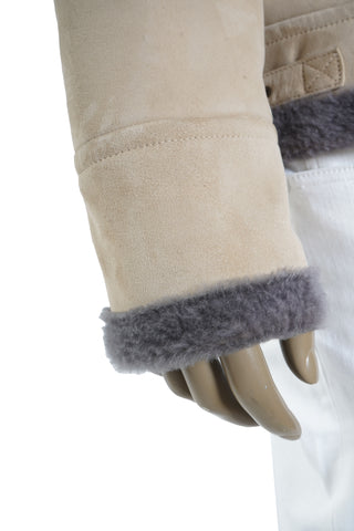 Hettabretz Suede Belted Shearling Overcoat