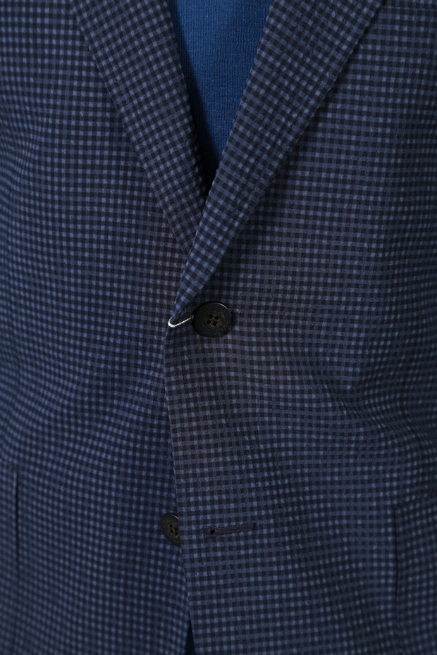 Fiore Di Napoli Dark-Blue Gingham Wool Sport Jacket