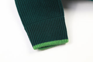 Manrico Forest Green Cashmere Quarter-Zip Ribbed Mock Neck Sweater