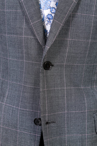 Brioni Grey Windowpane Wool Suit