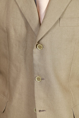 Brioni Tan Solid Linen Suit