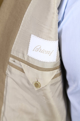 Brioni Tan Solid Linen Suit