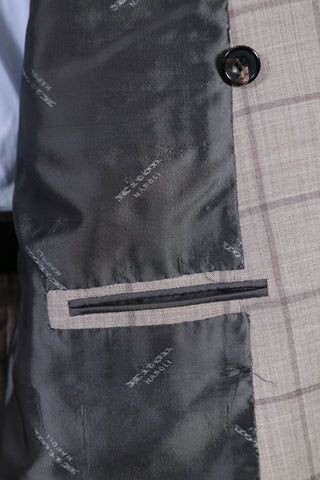 Kiton Light-Grey Windowpane Wool Suit