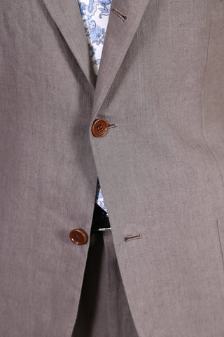 Kiton Light-Brown Solid Linen Suit