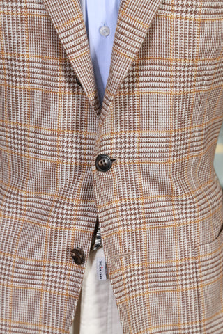 Kiton Beige Checked Cashmere Sport Jacket