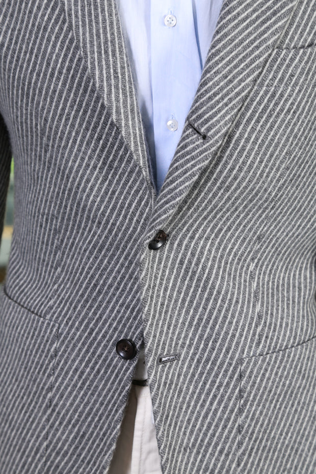 Kiton Grey Striped Cashmere Sport Jacket