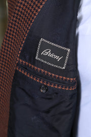 Brioni Brown Houndstooth Wool Sport Jacket