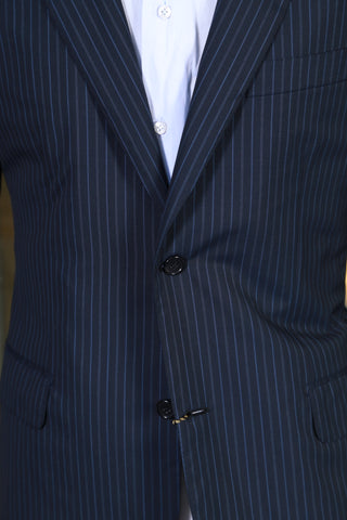 Brioni Dark-Blue Striped Wool Sport Jacket
