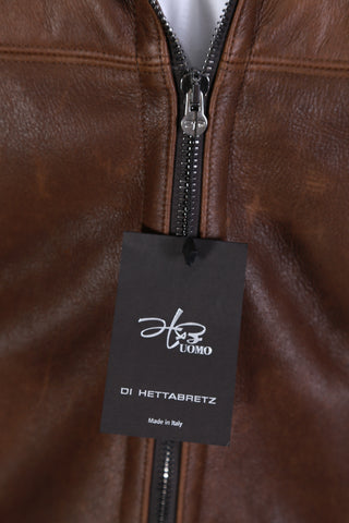 Hettabretz Brown Shearling Lined Leather Overcoat