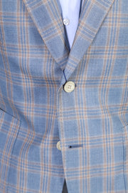 Fiore Di Napoli Light-Blue Plaid Wool Sport Jacket